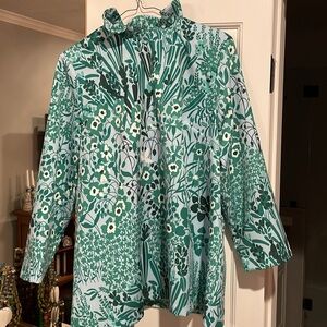Tuckernuck Green Floral Blouse